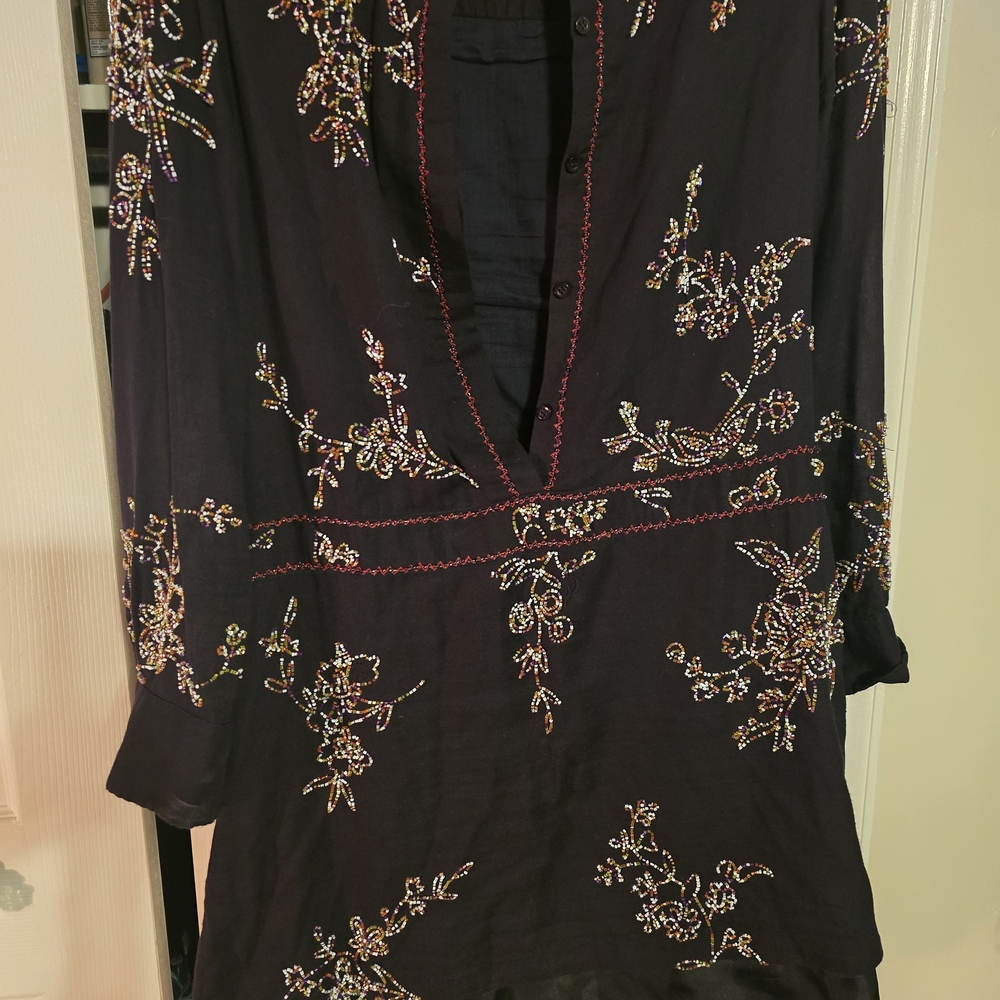 Embroidered Black Women's Top